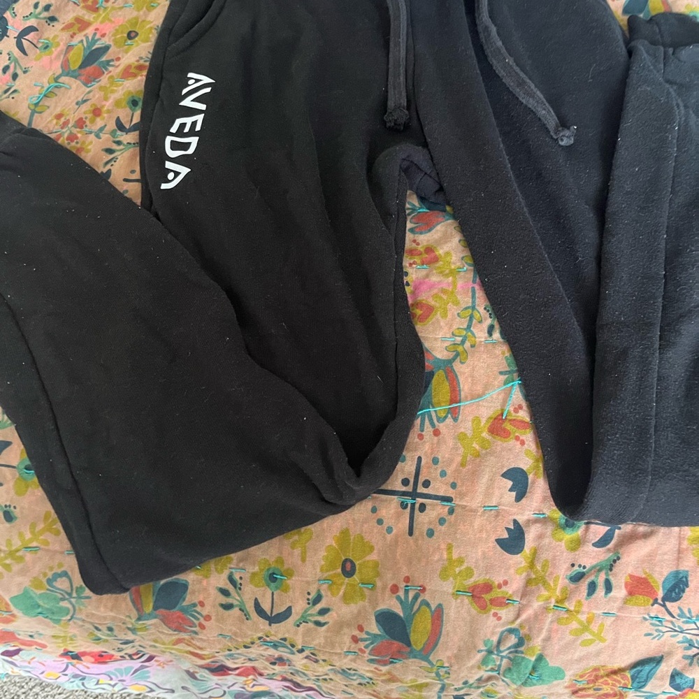Aveda Black Track Pants with Adjustable Waistband